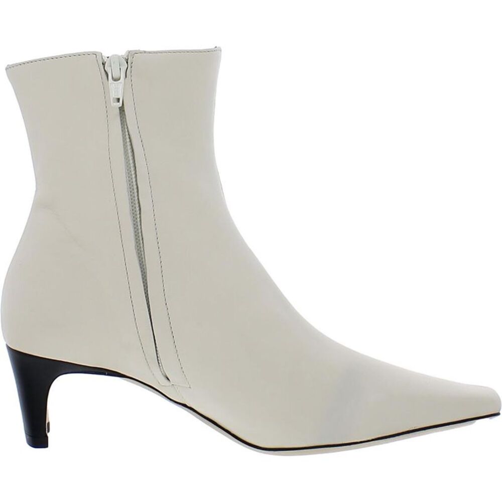 STAUD Womens Wally B/W Leather Squared Toe Zipper Ankle Boots Shoes NWT - Picture 2 of 3